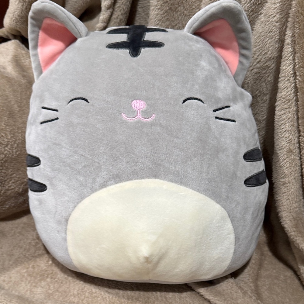 Gray Cat Plush Pillow